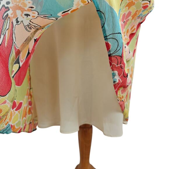 Lafayette 148 Crinkle Silk Dress Size 2 Colorful Mod Spring Summer Beachy - Picture 5 of 15